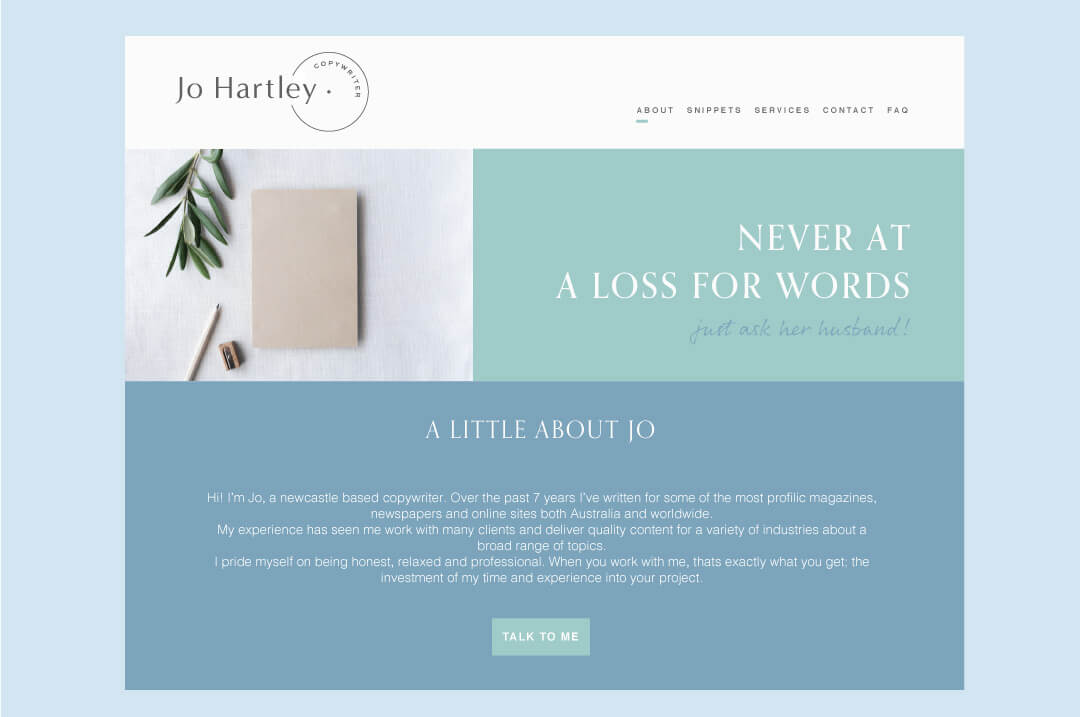 jo hartley website concept